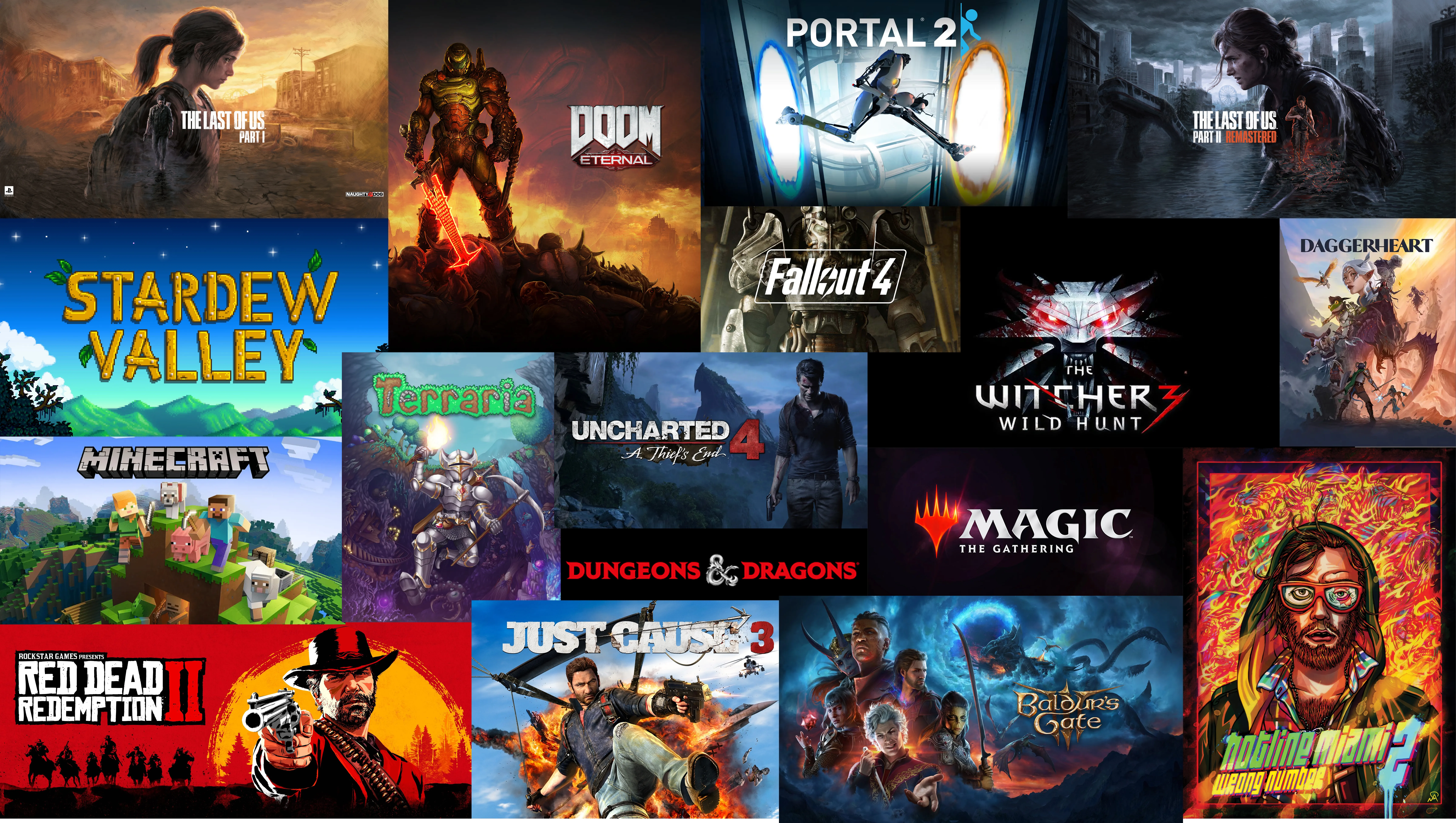 Collage of games that inspired Carter Hoke