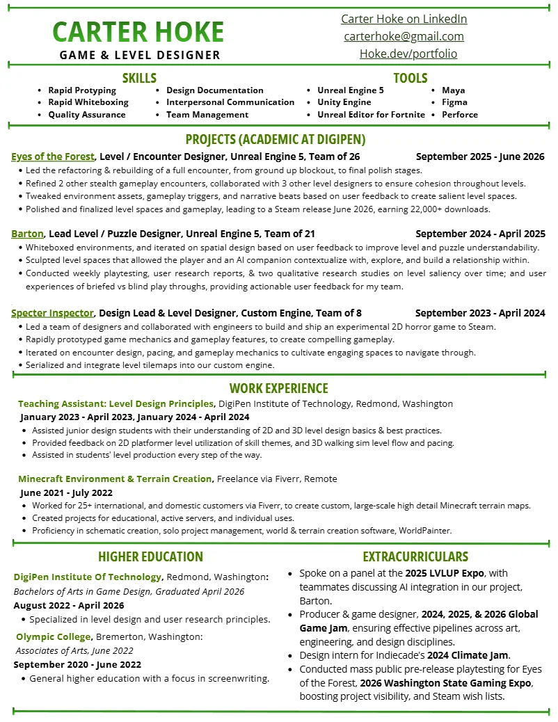 Preview of Carter Hoke's resume