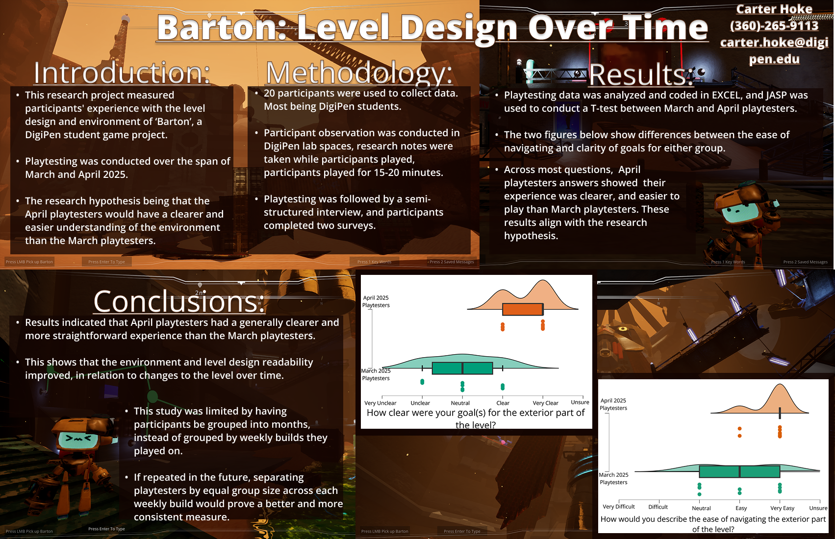 Research poster tracking level flow and goals over time